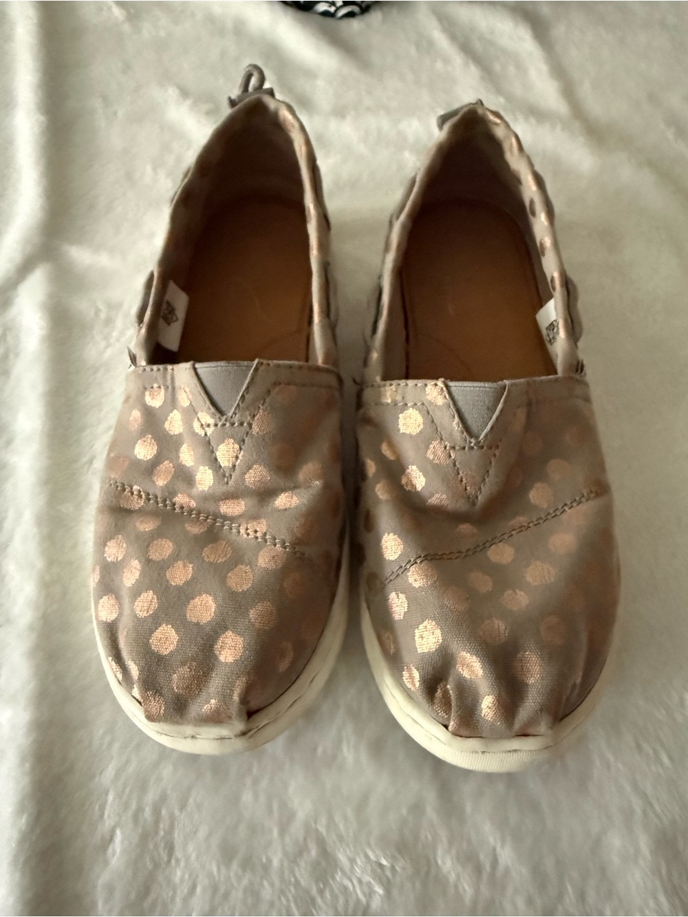 Toms Rose Gold Foil Dots Grey Shoes 5
